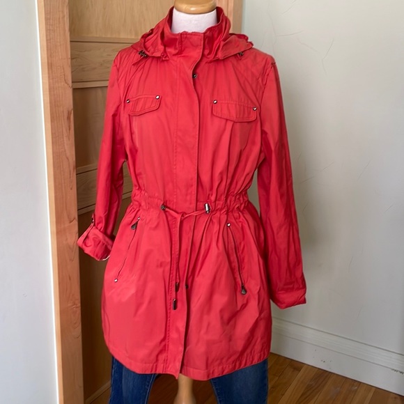 Laundry By Shelli Segal Orange Trench Rain Windbreaker, Size XL - Picture 5 of 15